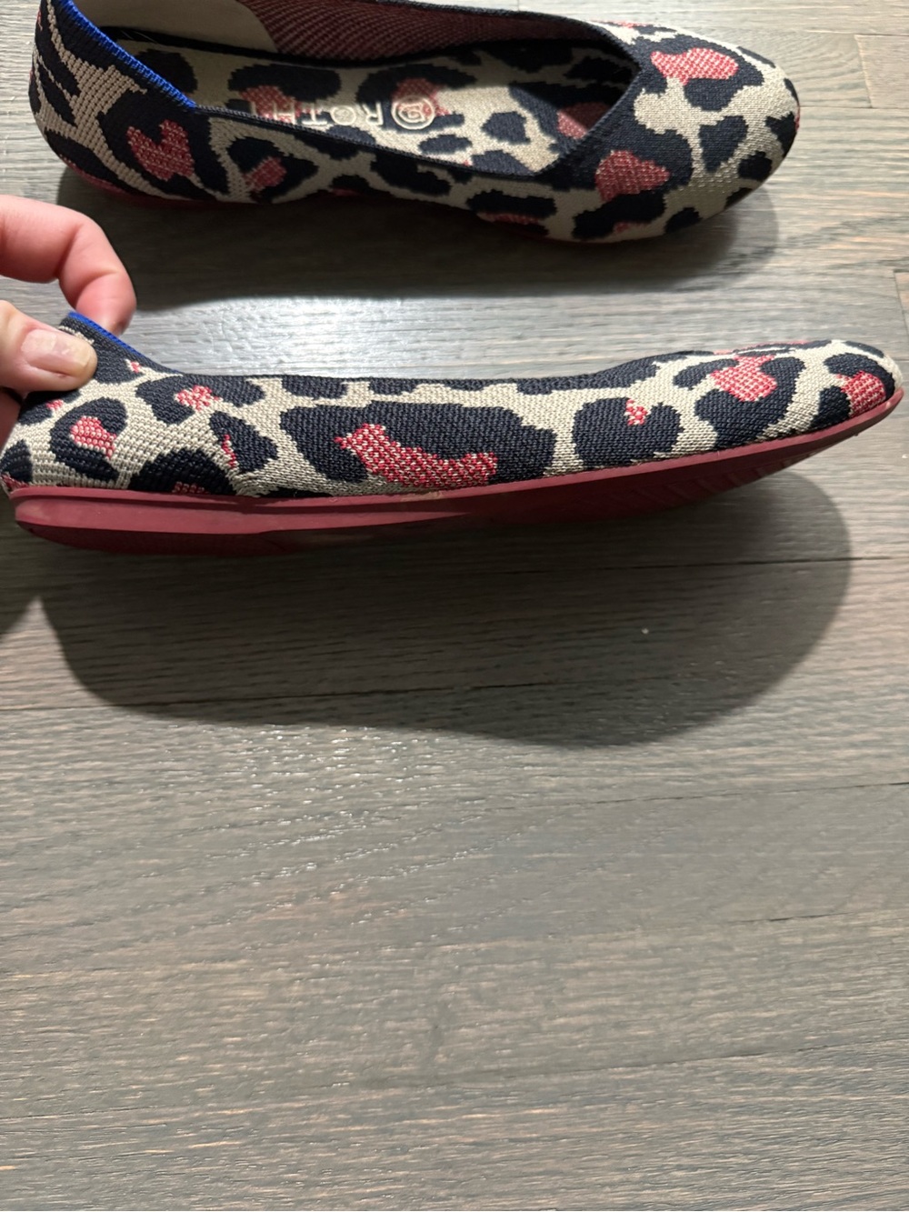 Women's Leopard Print Ballet Flats - Red & Black - Picture 3 of 5